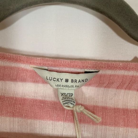 Lucky Brand Pink & White Striped Long Sleeve Top NWT - Picture 7 of 9